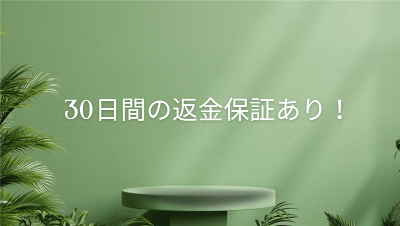 30日間の返金保証あり！